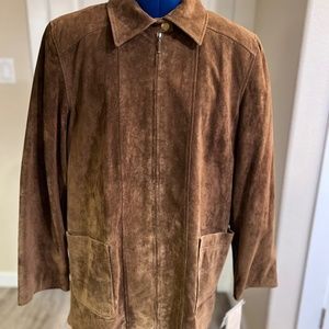 New brown suede women's medium zip jacket